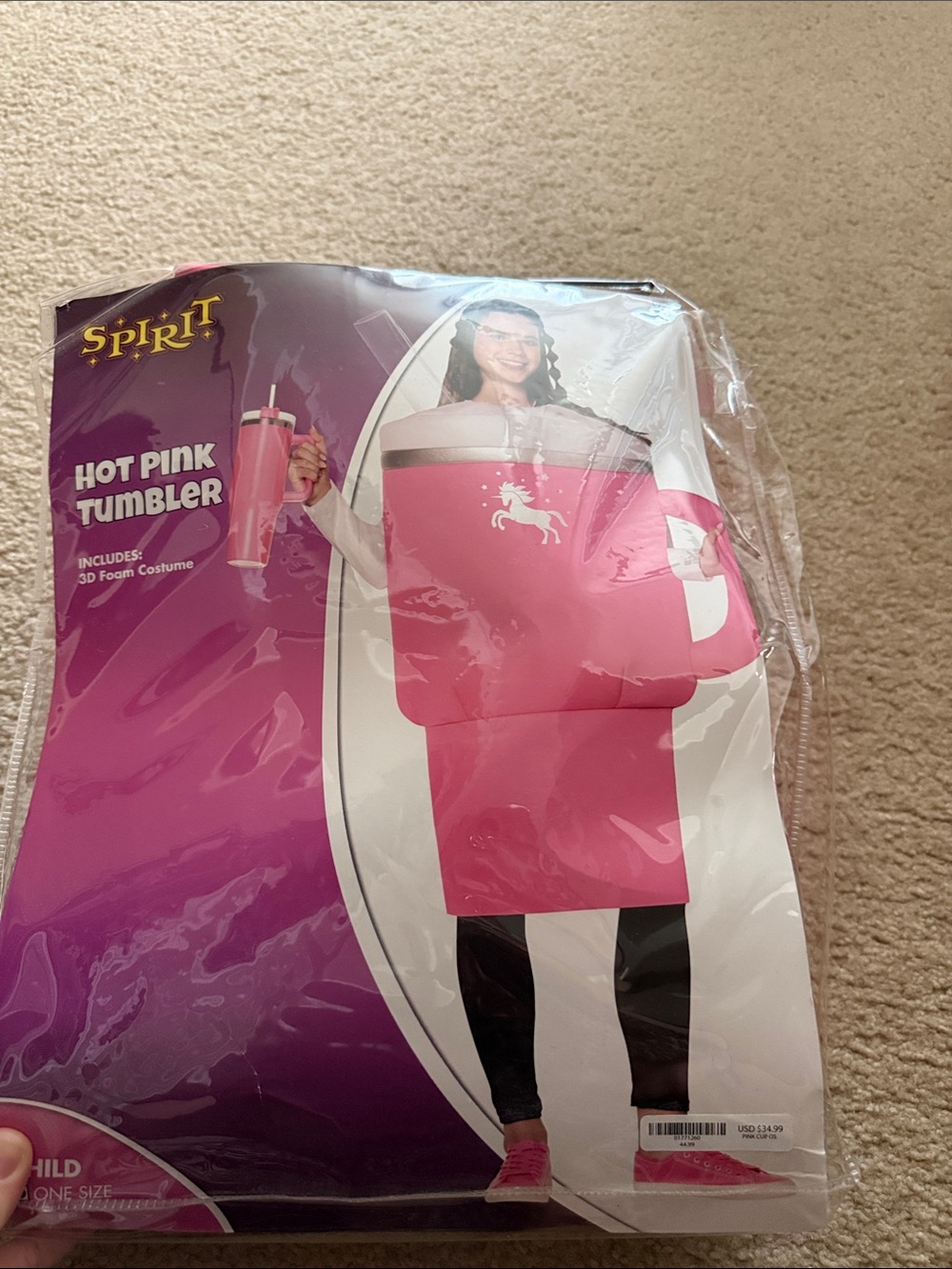 Spirit Hot Pink Tumbler Costume with Unicorn Graphic